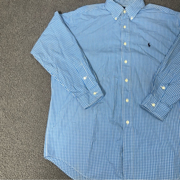 VTG Ralph Lauren Shirt Men Large Blake Two Ply Cotton Button Down Check Run Big - Picture 5 of 9
